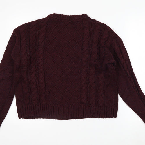 10 Tree Men's Brown Cable Knit Wool Blend Jumper Size M
