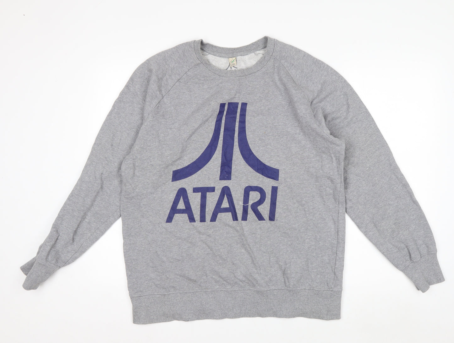 Atari Men's Grey Logo Pullover Sweatshirt Size L Cotton Retro Style