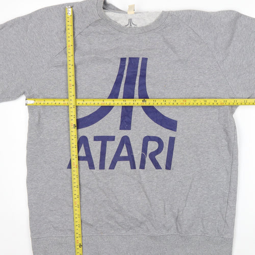 Atari Men's Grey Logo Pullover Sweatshirt Size L Cotton Retro Style