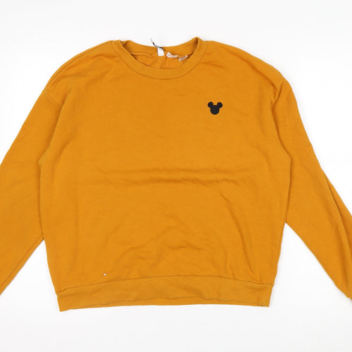 H&M Disney Womens Mustard Crew Neck Pullover Sweatshirt Size 14
