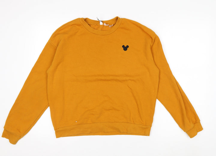 H&M Disney Womens Mustard Crew Neck Pullover Sweatshirt Size 14