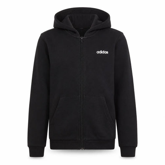 Adidas Boys Black Full Zip Hoodie Size 11-12 Years Cotton Blend