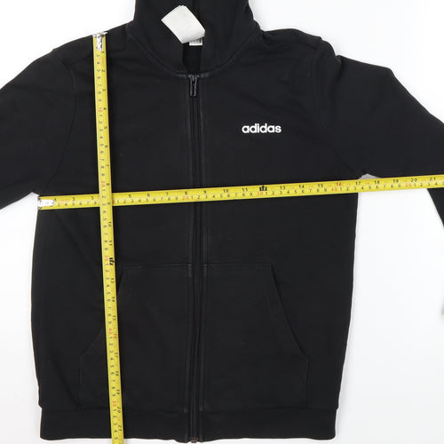 Adidas Boys Black Full Zip Hoodie Size 11-12 Years Cotton Blend
