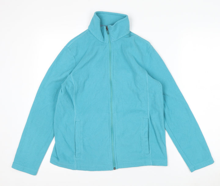 Lands' End Women's Blue Fleece Full Zip Petite Jacket Size S