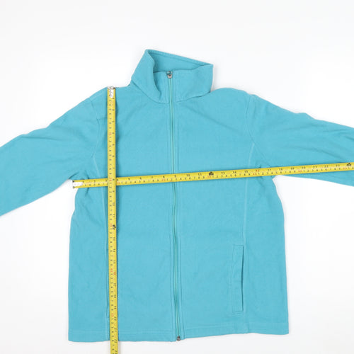 Lands' End Women's Blue Fleece Full Zip Petite Jacket Size S