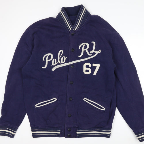 Polo Ralph Lauren Men's Blue Varsity Jacket Size L Tall Cotton Blend