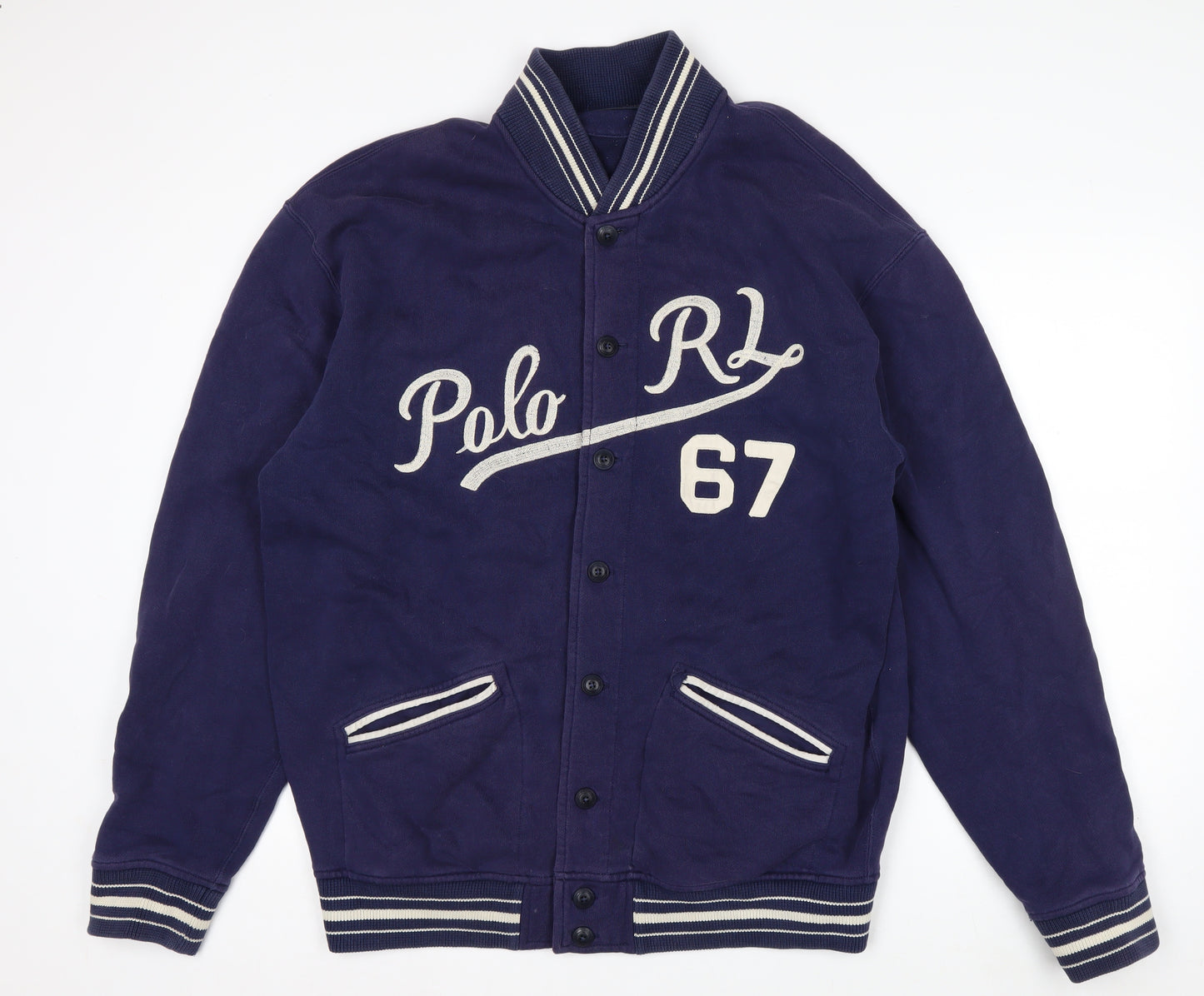 Polo Ralph Lauren Men's Blue Varsity Jacket Size L Tall Cotton Blend