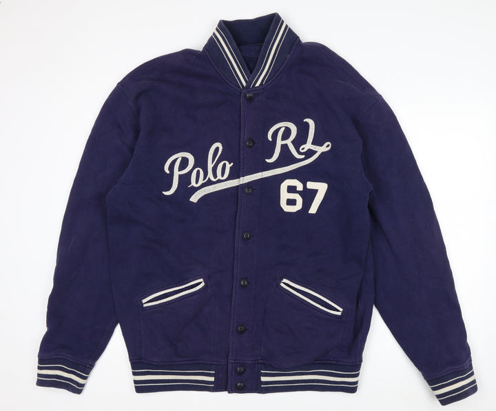 Polo Ralph Lauren Men's Blue Varsity Jacket Size L Tall Cotton Blend