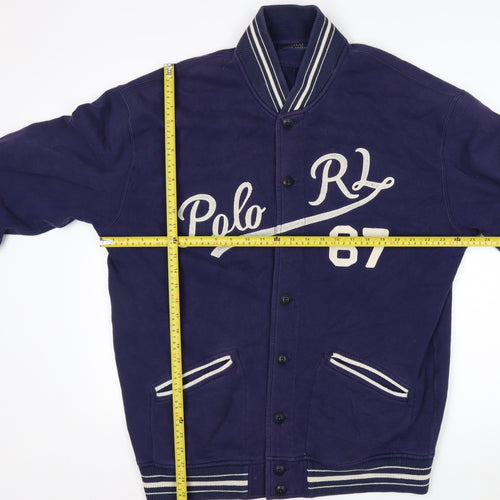 Polo Ralph Lauren Men's Blue Varsity Jacket Size L Tall Cotton Blend