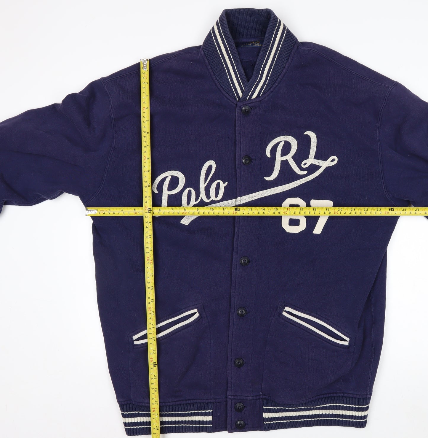 Polo Ralph Lauren Men's Blue Varsity Jacket Size L Tall Cotton Blend