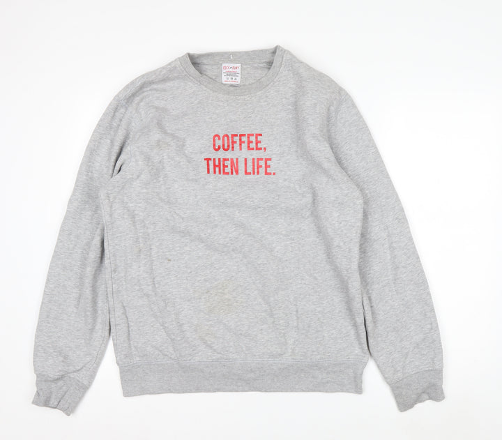 Rock On Ruby Unisex Grey L Pullover Sweatshirt Coffee Quote