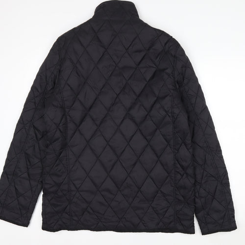 Peacocks Men's Black Quilted Mid-Length Jacket Size M