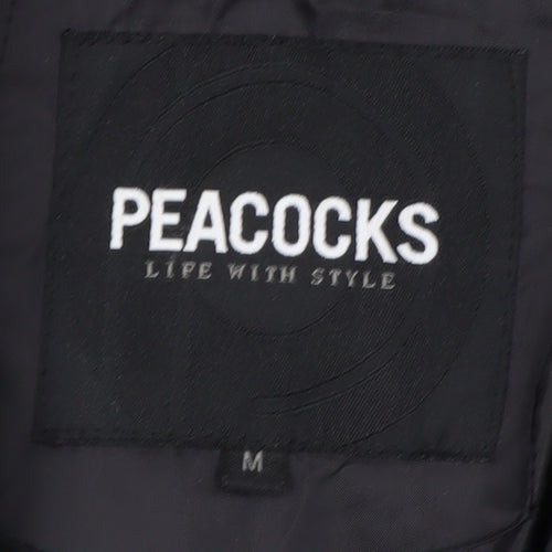 Peacocks Men's Black Quilted Mid-Length Jacket Size M