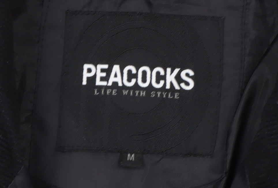 Peacocks Men's Black Quilted Mid-Length Jacket Size M