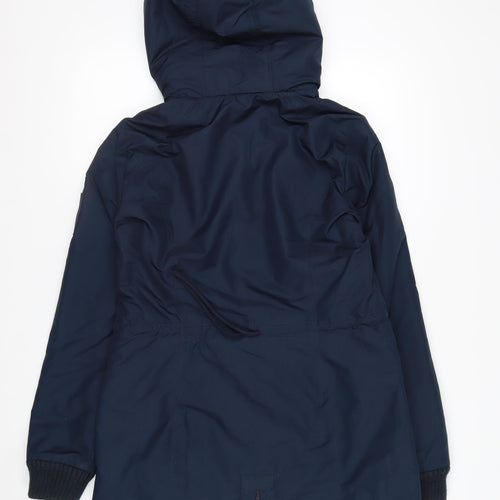 Hollister Womens Navy All-Weather Parka Jacket M Hooded Lined Waterproof