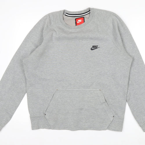 Nike Men's Grey Regular Fit Crew Neck Pullover Sweatshirt M