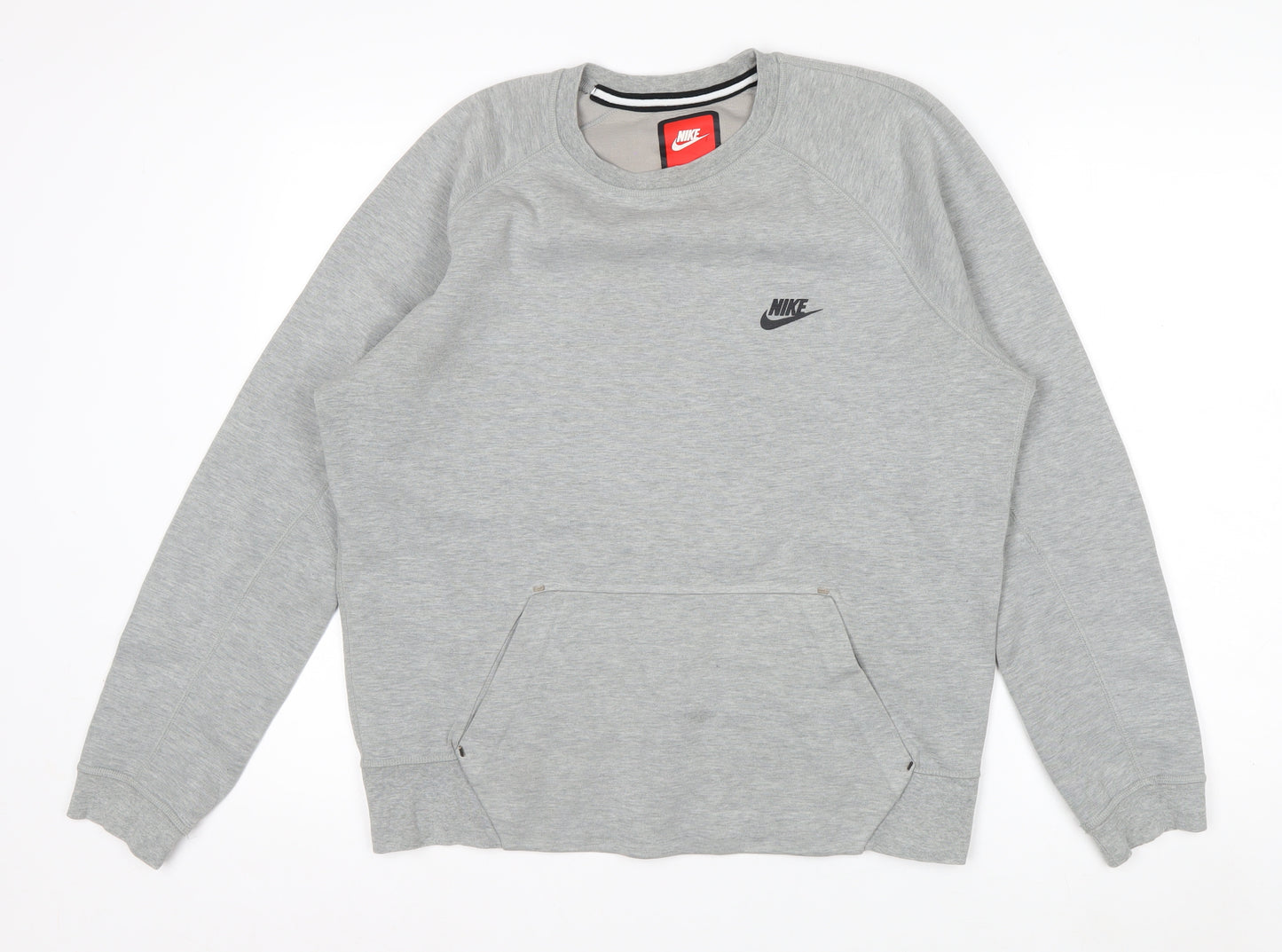 Nike Men's Grey Regular Fit Crew Neck Pullover Sweatshirt M