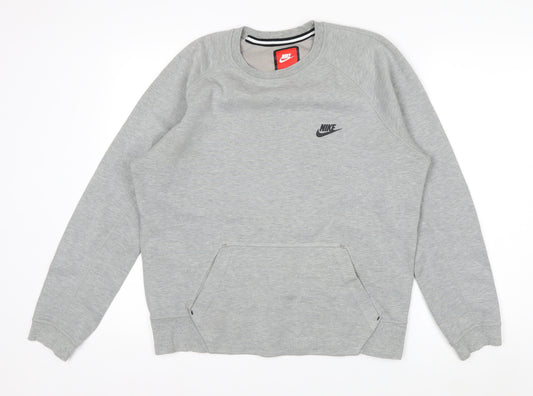 Nike Men's Grey Regular Fit Crew Neck Pullover Sweatshirt M