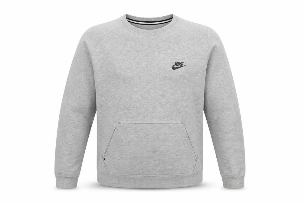 Front view of Nike Men's Grey Regular Fit Crew Neck Pullover Sweatshirt M