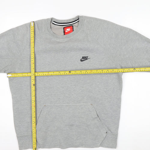 Nike Men's Grey Regular Fit Crew Neck Pullover Sweatshirt M