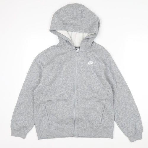 Nike Boys Grey Full Zip Hoodie XL 158-170cm Cotton Blend Fleece