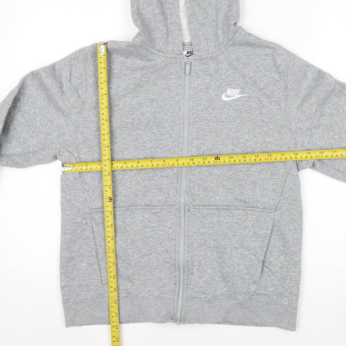 Nike Boys Grey Full Zip Hoodie XL 158-170cm Cotton Blend Fleece