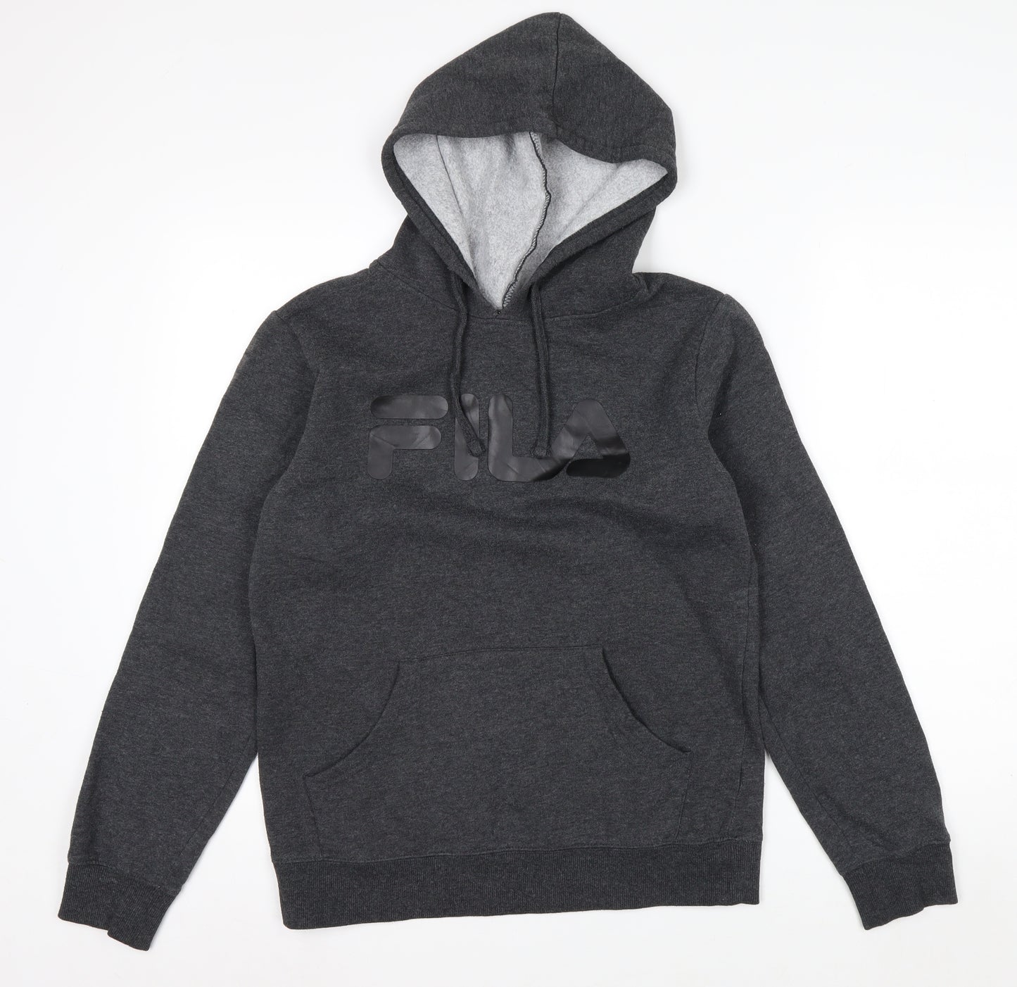 FILA Men’s Grey Pullover Hoodie S Logo Fleece Sports Casual