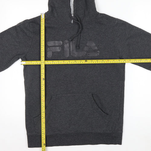 FILA Men’s Grey Pullover Hoodie S Logo Fleece Sports Casual
