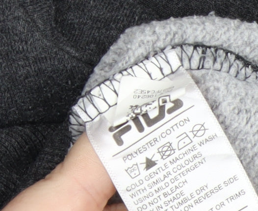 FILA Men’s Grey Pullover Hoodie S Logo Fleece Sports Casual