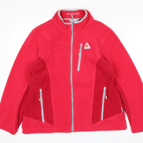 Icepeak Womens Red Fleece Full Zip Outdoor Jacket Size 14