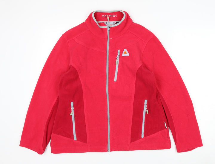 Icepeak Womens Red Fleece Full Zip Outdoor Jacket Size 14