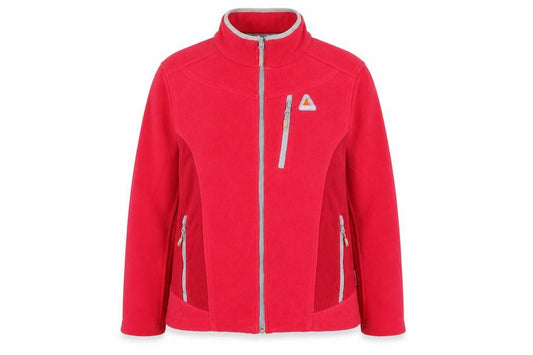 Front view of Icepeak women’s red fleece full zip outdoor jacket, size UK 14