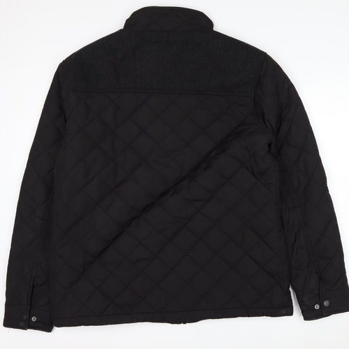 Next Men's Black Quilted Jacket L Polyester Wool Blend Lined Casual