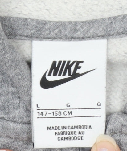 Nike Boys Grey Full Zip Hoodie Size 147-158cm Cotton Blend Sportswear