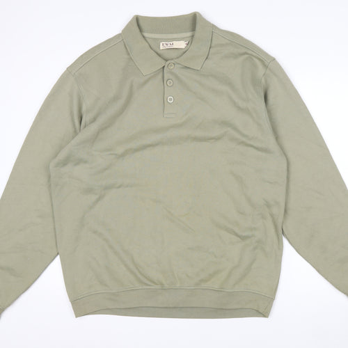 EWM Men’s Green Collared Henley Sweatshirt Size M