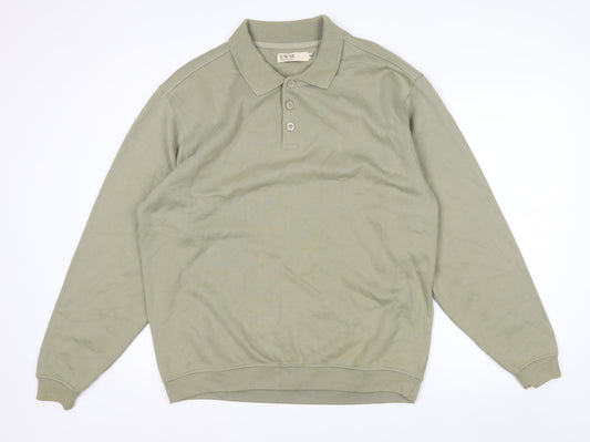 EWM Men’s Green Collared Henley Sweatshirt Size M