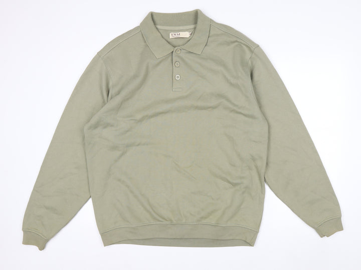 EWM Men’s Green Collared Henley Sweatshirt Size M