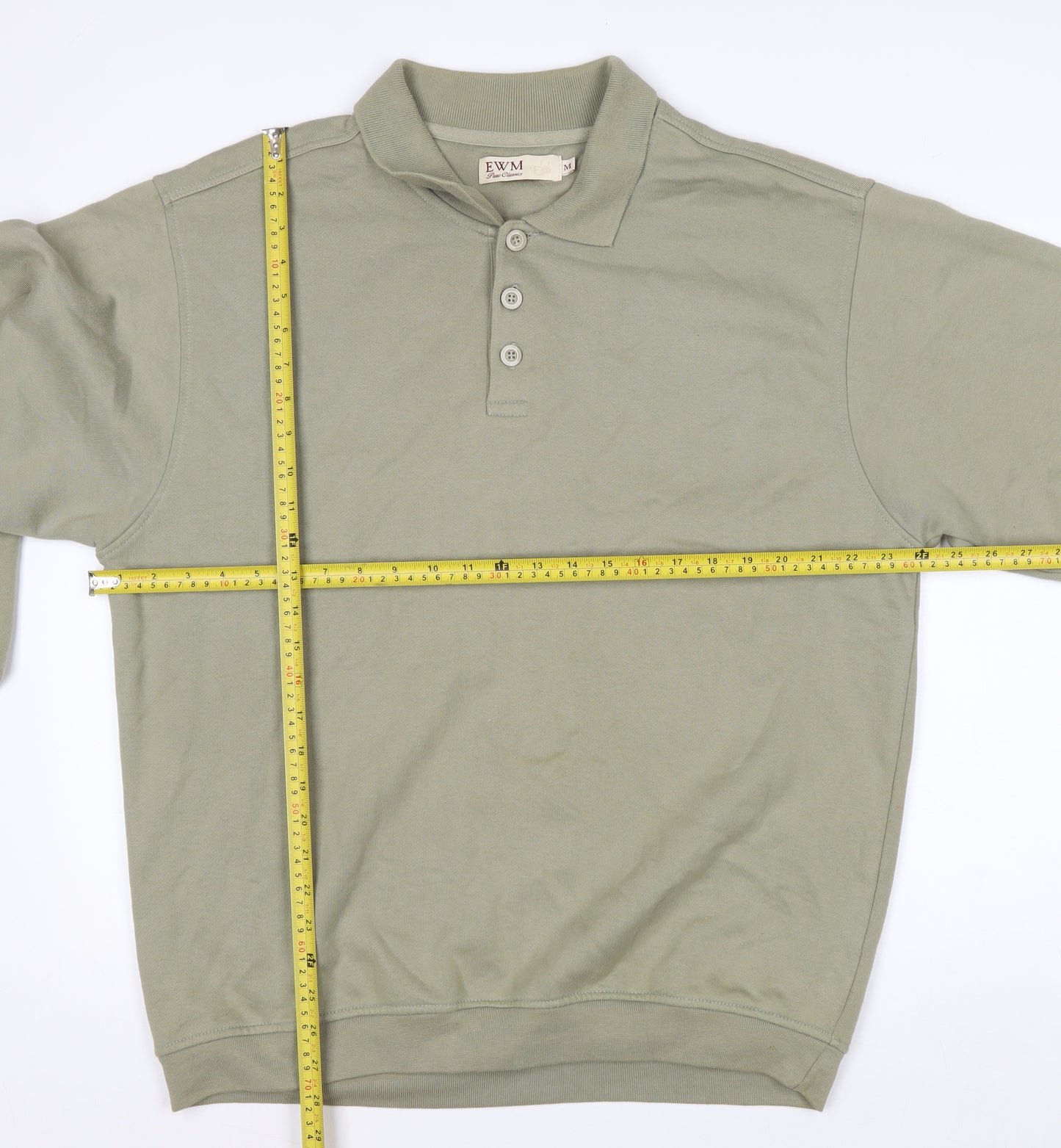 EWM Men’s Green Collared Henley Sweatshirt Size M