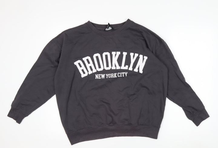 New Look Women Black Brooklyn Pullover Sweatshirt Size M Cotton Blend