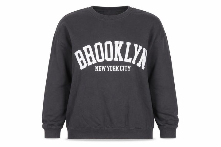 New Look Women Black Brooklyn Pullover Sweatshirt Size M Cotton Blend