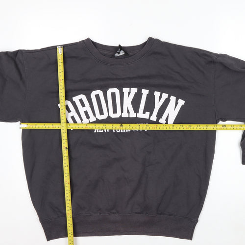 New Look Women Black Brooklyn Pullover Sweatshirt Size M Cotton Blend