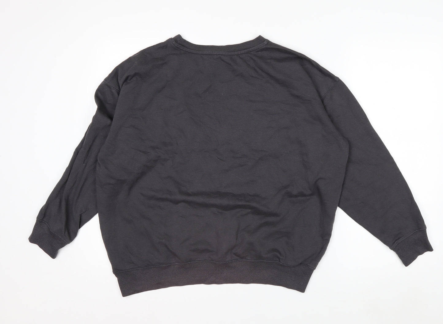 New Look Women Black Brooklyn Pullover Sweatshirt Size M Cotton Blend