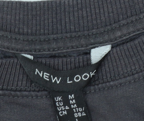 New Look Women Black Brooklyn Pullover Sweatshirt Size M Cotton Blend