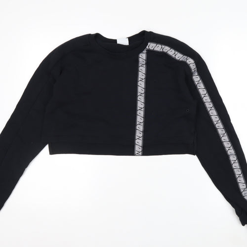 Gymshark Women Black Small Cropped Crew Neck Sweatshirt