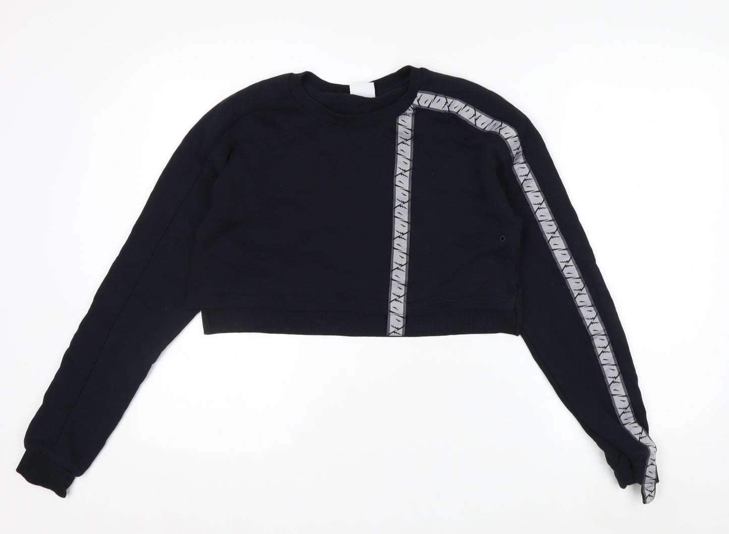 Gymshark Women Black Small Cropped Crew Neck Sweatshirt