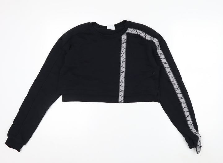 Gymshark Women Black Small Cropped Crew Neck Sweatshirt