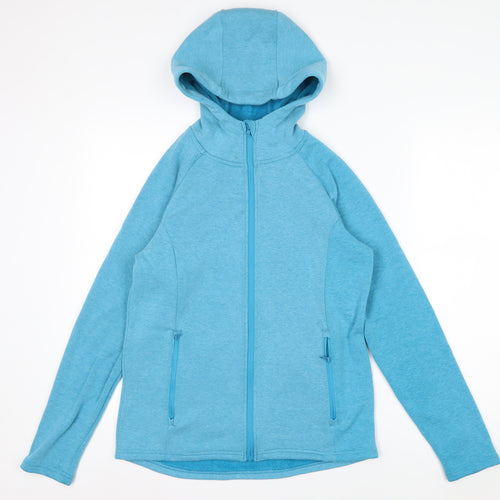 Mountain Warehouse Women Blue Full Zip Hooded Fleece Jacket UK 10