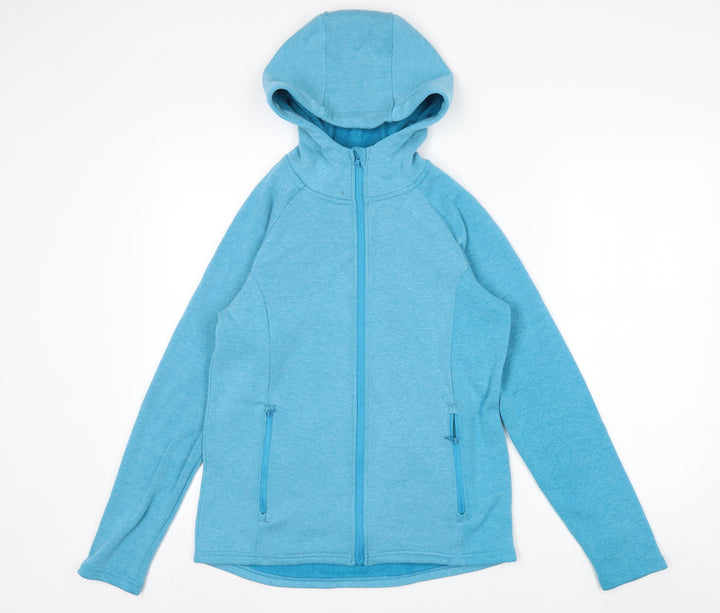 Mountain Warehouse Women Blue Full Zip Hooded Fleece Jacket UK 10