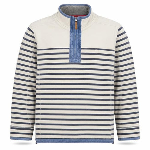 Fat Face Men's Beige Striped 1/4 Zip Cotton Sweatshirt XL