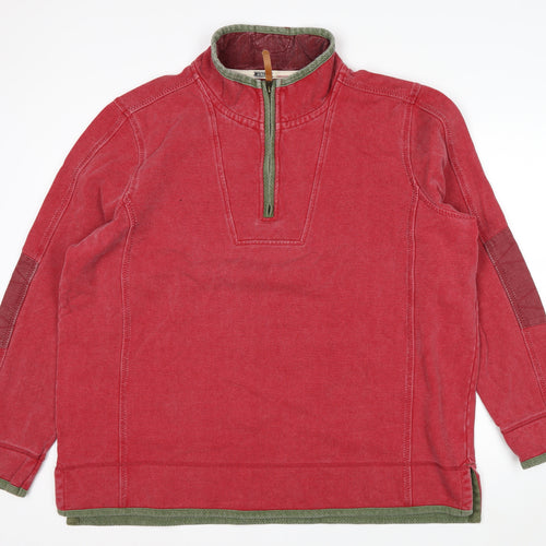 Fat Face Men Red XXL Airlie 1/4 Zip Heavyweight Sweatshirt